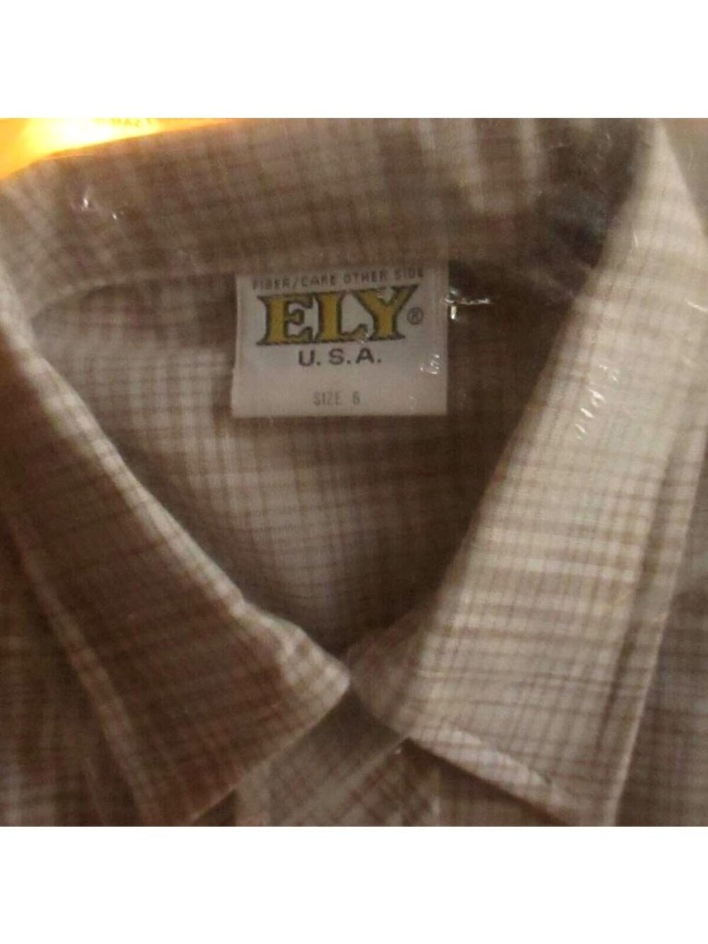 True Vintage BOYS  Shirt 6 1970's Shirt ELY PLAID STONE HIPPY MOD SHIRT USA NOS